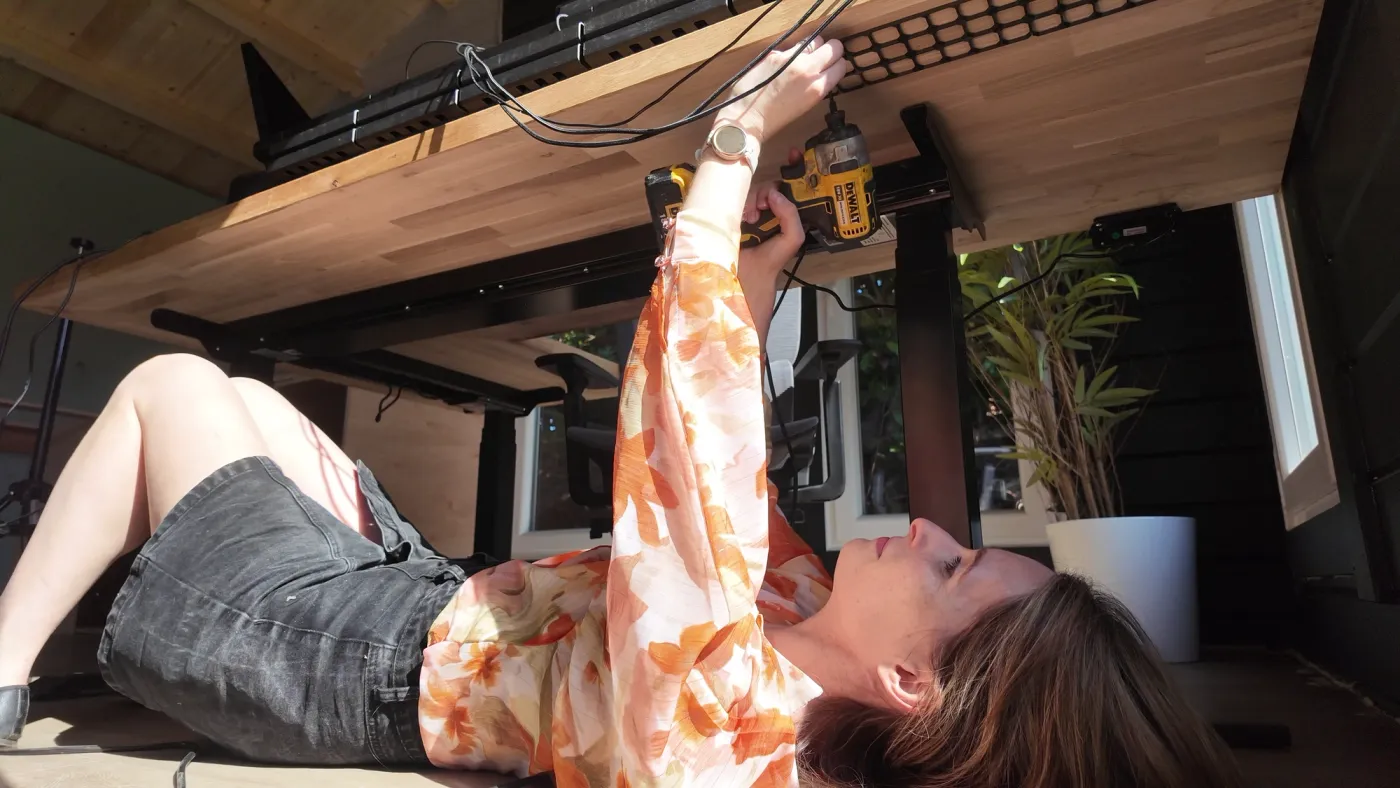 Underware cable management system under a desk